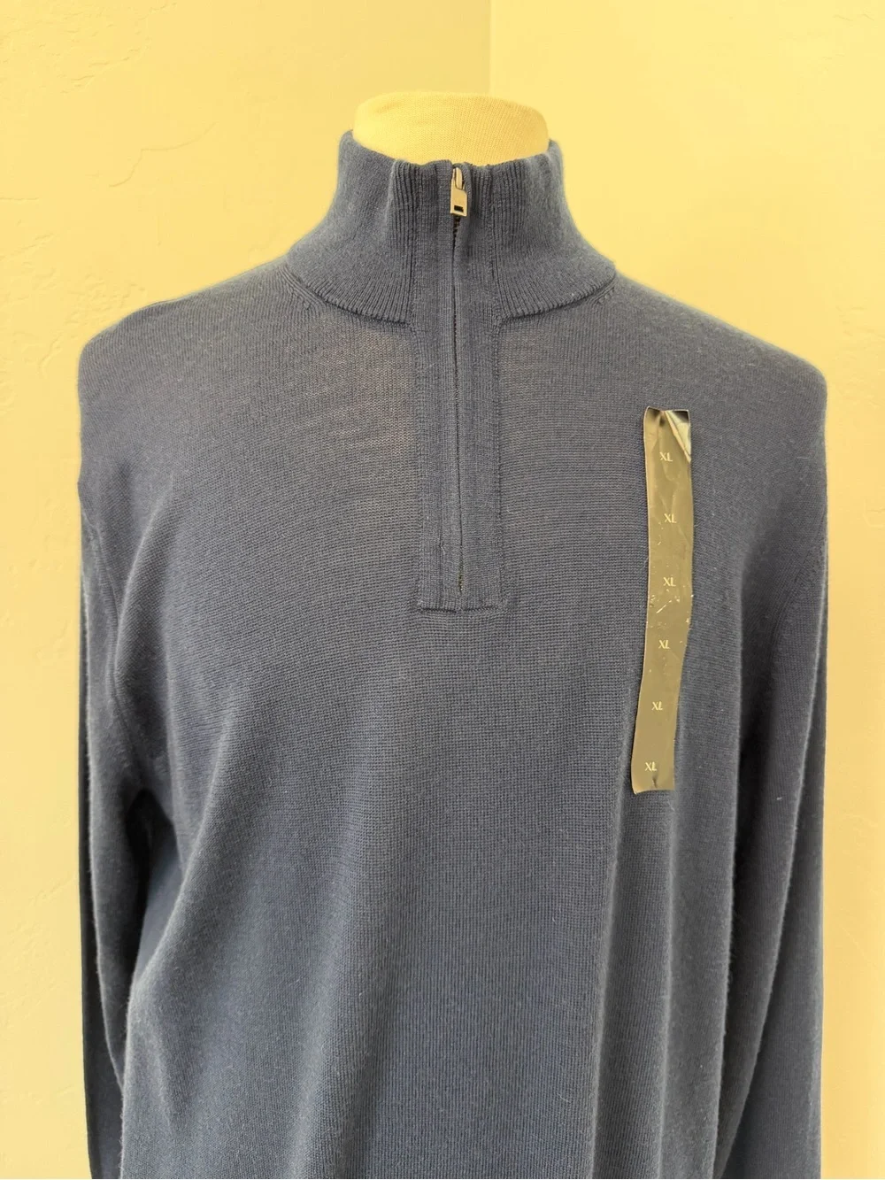 NWT Banana Republic Merino wool Men's Navy Quarter-Zip Sweater Size XL